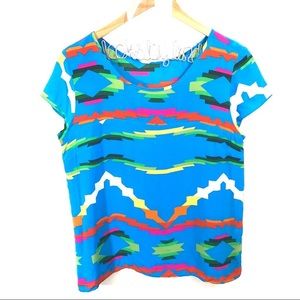 Amanda Uprichard Silk Colorful Southwest Print Top